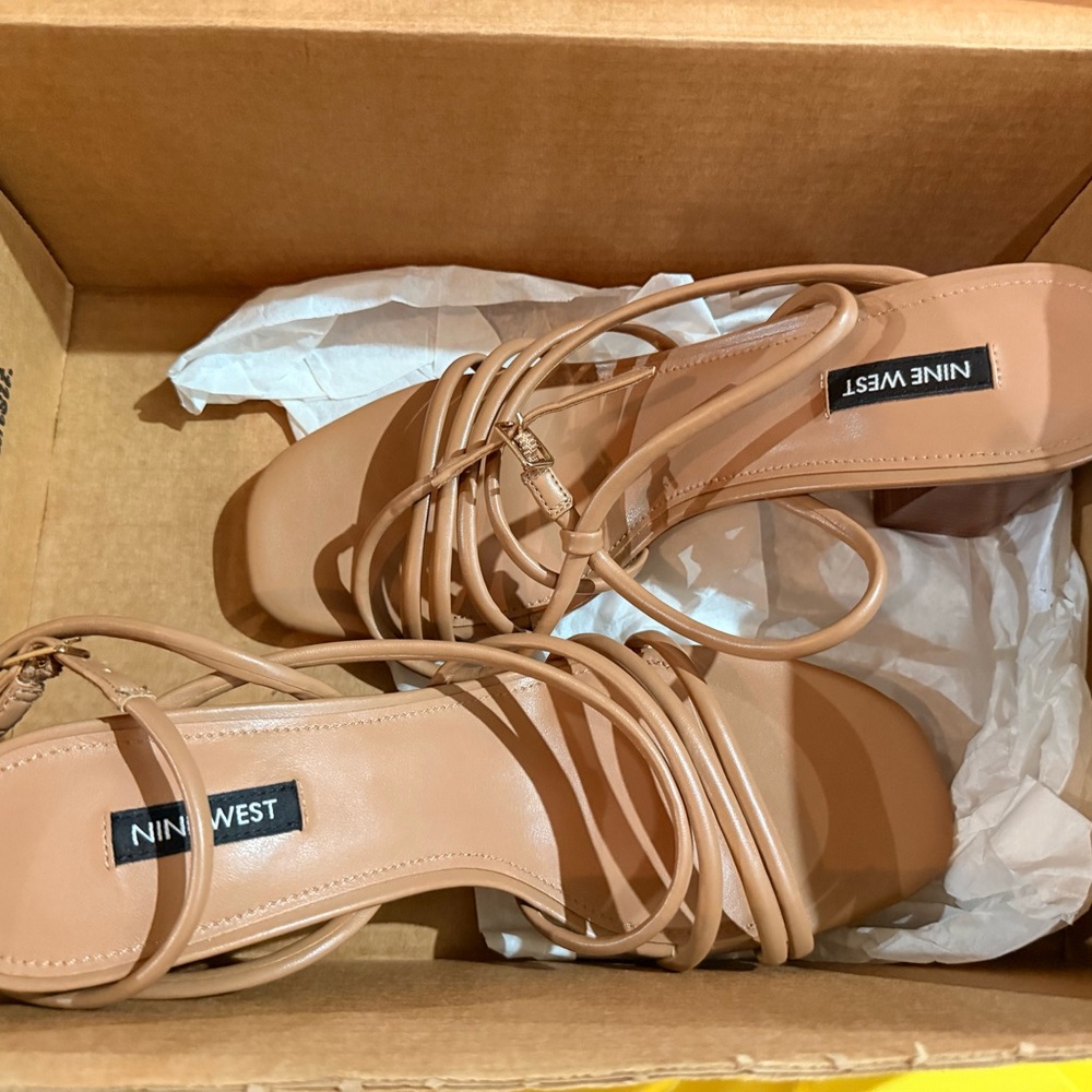 Nine West Nude Strappy Block Heels - Picture 2 of 2